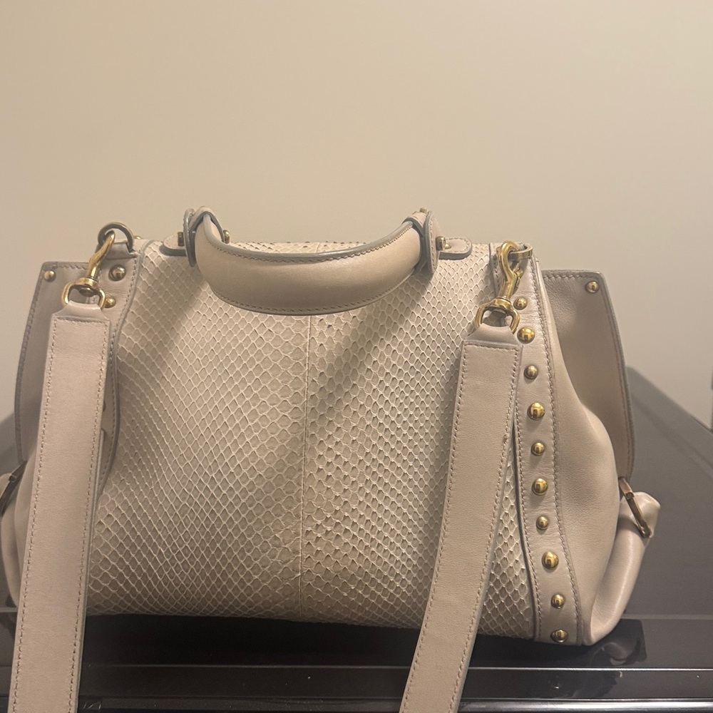 Salvatore Ferragamo large Sophia gray handbag leather and python skin - Picture 2 of 3